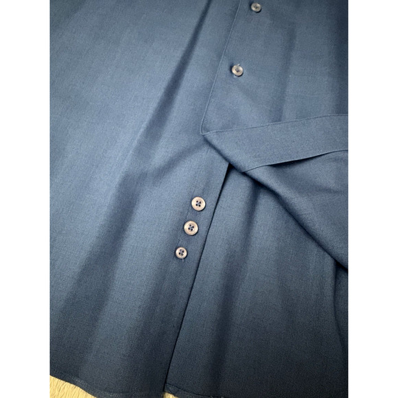 Pronto Uomo Dress Shirt Mens Size L Button up Long Sleeve Solid Blue Classic Fit - Picture 4 of 9